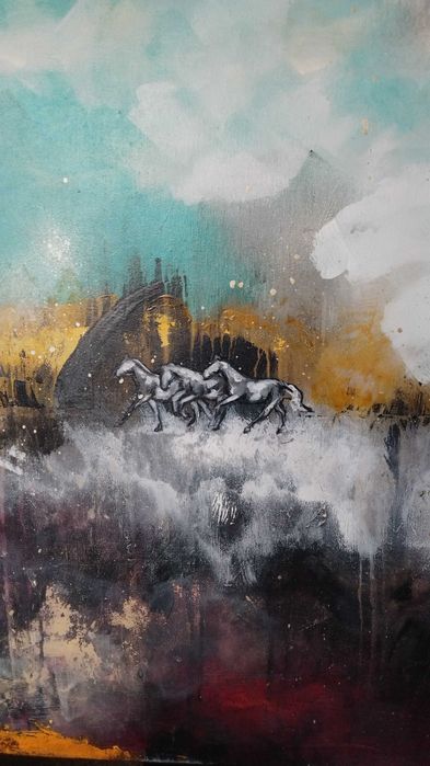 PROMOCJA Duży obraz na płótnie koń konie łąka natura pejzaż oryginał