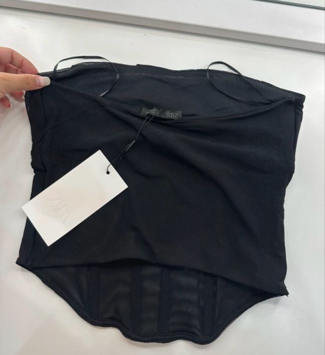 Top espartilho tule drapeado zara