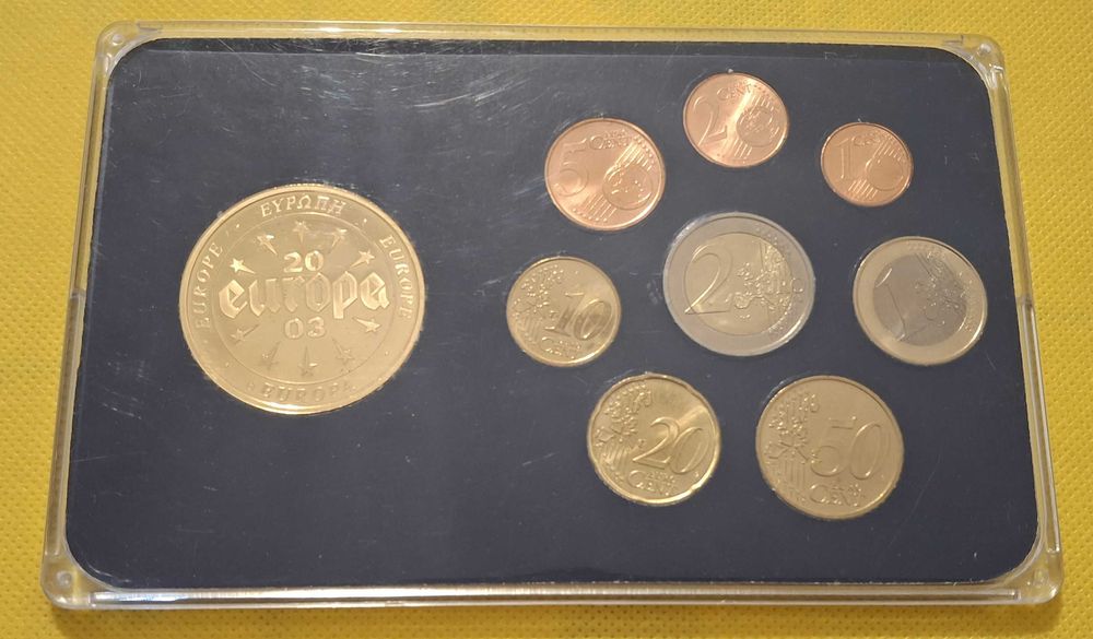 Portugal - set euros mix (em caixa de acrílico) UNC