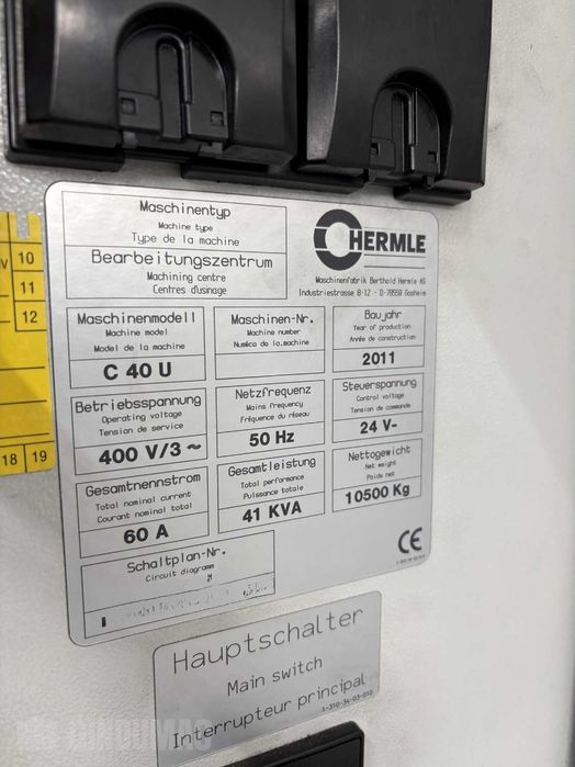 Centrum obróbcze CNC HERMLE C40U Dynamic stół obrotowy, chłodzenie (2011)