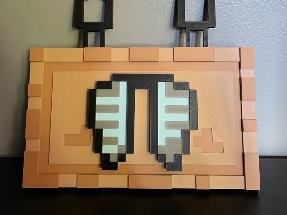 Asa Elytra Minecraft Sinal Suspenso Magnético