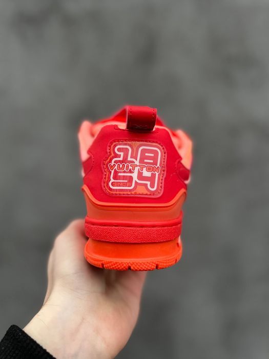 ФАВОРИТ! Louis Vuitton Skate Sneaker Red Mix Orange Cowhide 37 38 39 40 41 42 43 44 45 луї вітон скейт червоний мікс помаранчевий