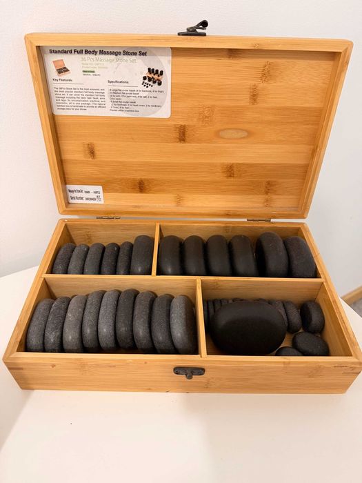 Panela Para Aquecer Pedras | Massagem + Caixa de Pedras 36 Unidades