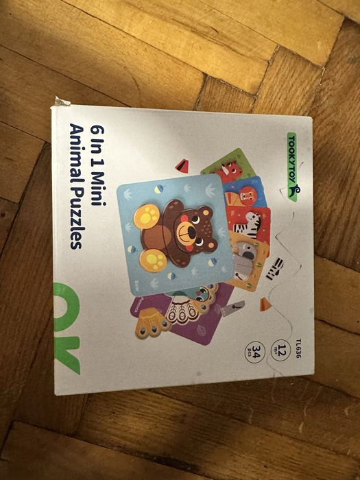 Деревяні пазли пазли tooky toy/ Tooky toy 6 in 1 mini animal puzzles