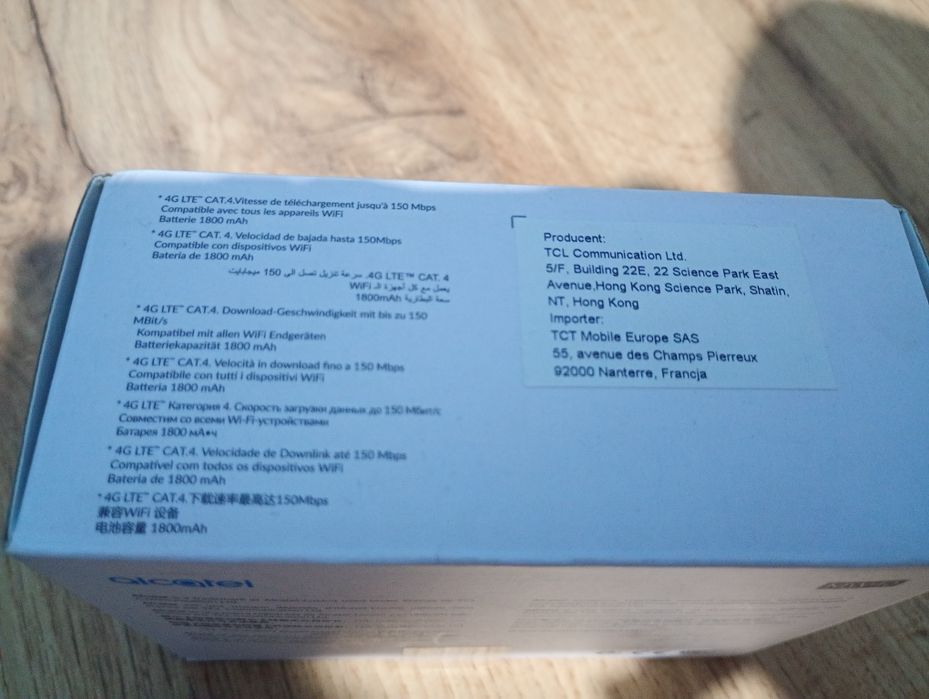 Router Alcatel LinkZone 4G LTE Mobile WiFi MW40V czarny