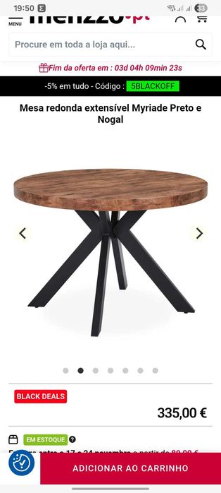 Mesa de jantar redonda extensível