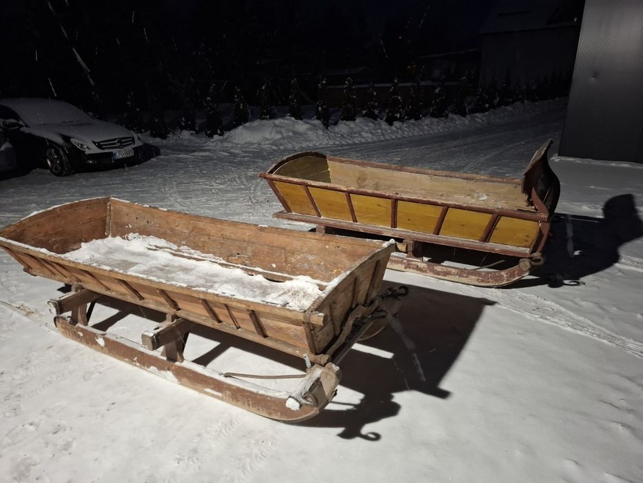 Sanie konne drewniane, okute
