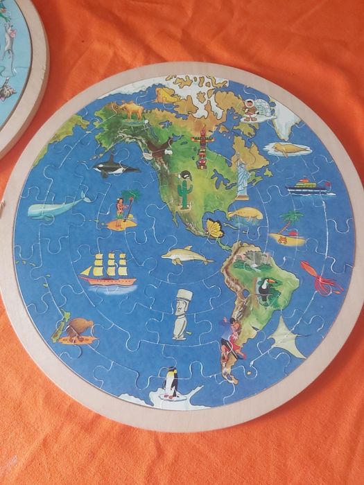 Puzzle espiral animais mapa mundo