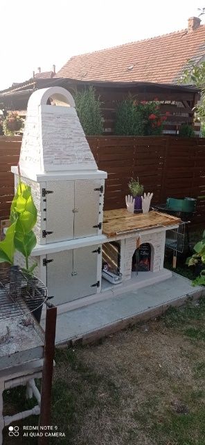 KOMPLETNY Grill ogrodowy betonowy kominek grillo-wędzarnia węglowy