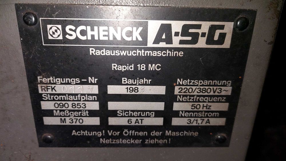 Wyważarka kół SCHENCK Rapid 18 MC