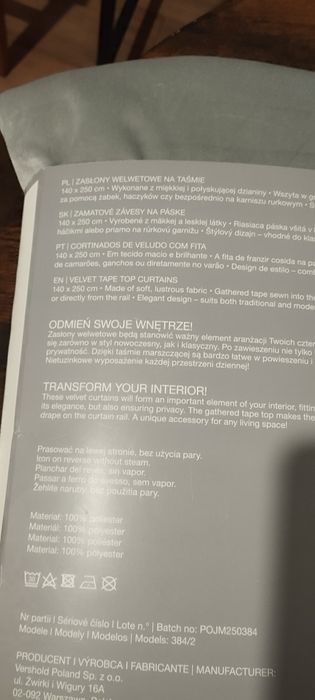 Zasłony na taśmie Smukee 140x250