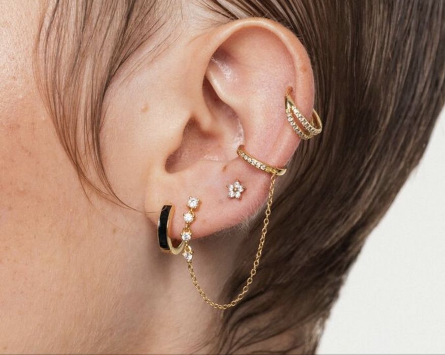 Kolczyk helix nowy srebro pozlacane