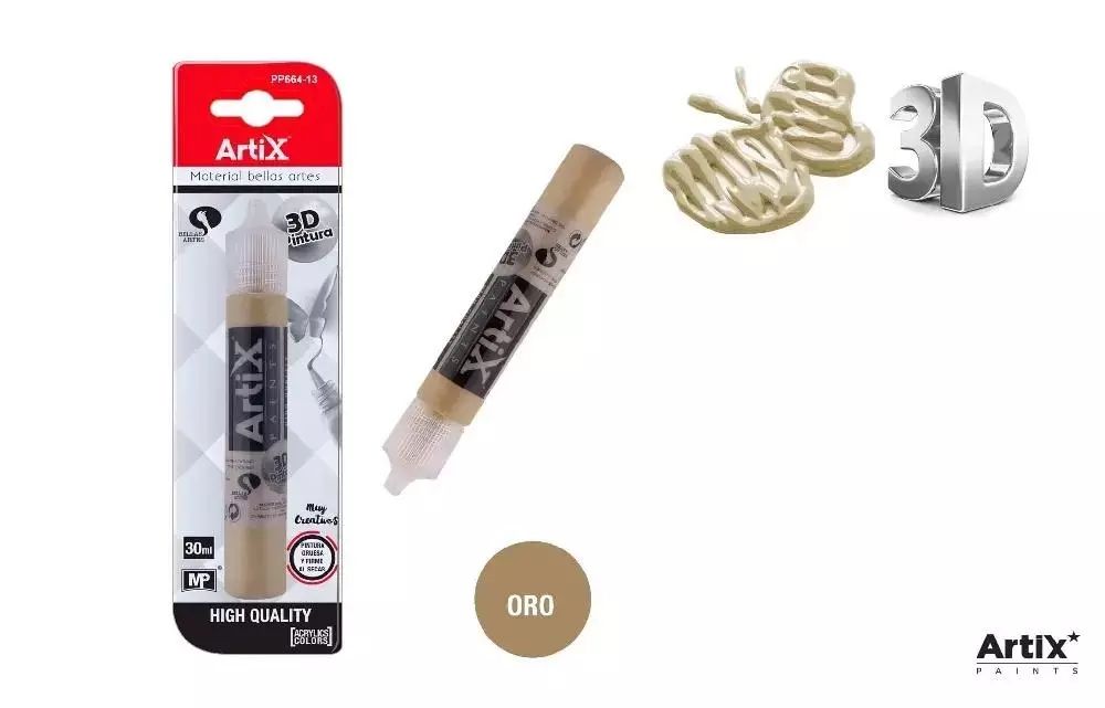 Farba strukturalna 3D złoty 30ml. Artix