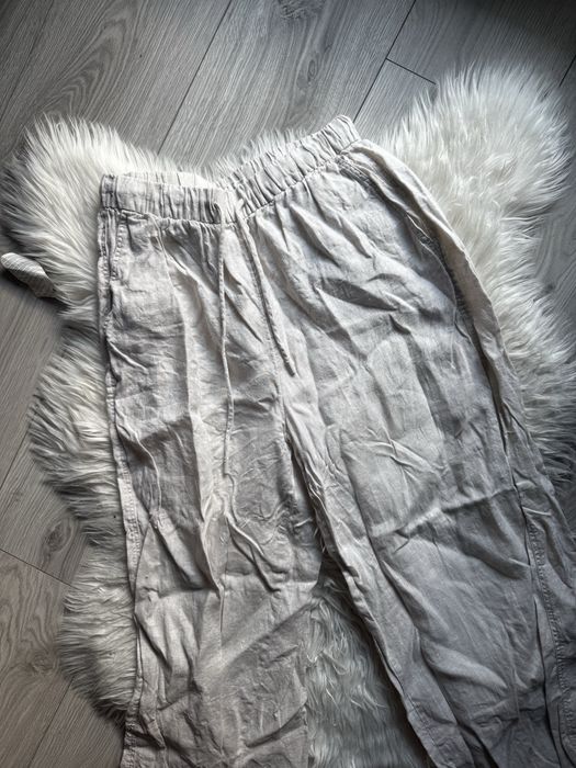 Beżowe Spodnie Len 100% Oysho 36 S