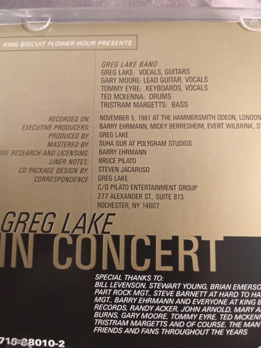 Greg Lake -  In Concert ,cd 5.11.1981 r ,King Biscuit Flower Hour