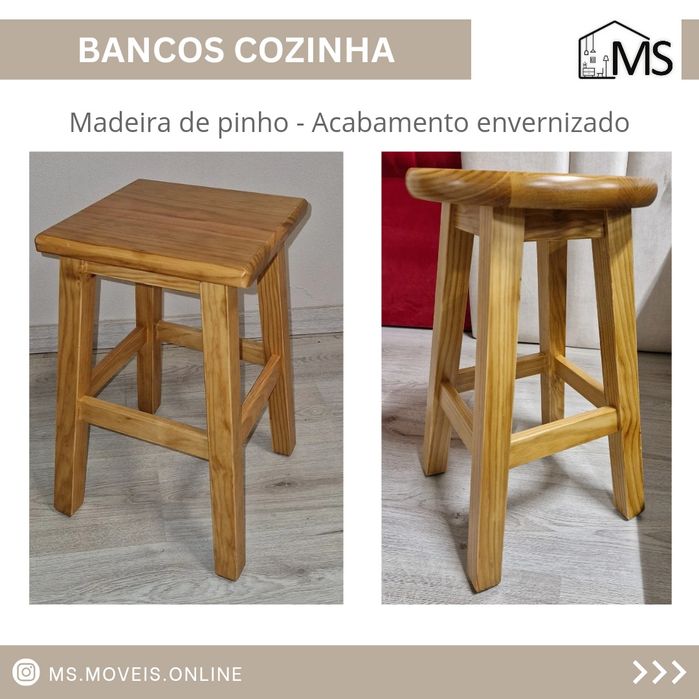Bancos de cozinha Quadrados ou Redondos - NOVOS desde 15€