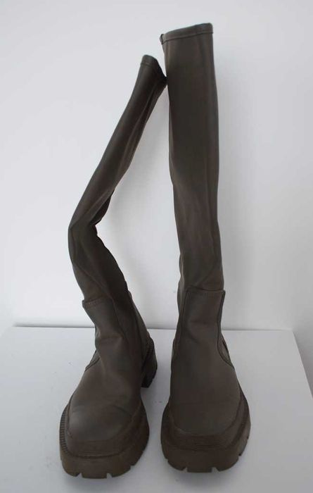 Zara Kozaki khaki wysokie kalosze 39