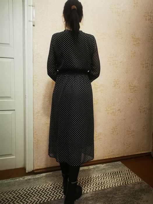 Сукня чорна в горошок, шифонова