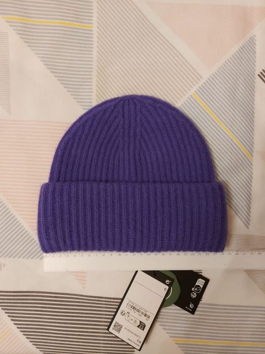Czapka gruba zimowa Beanie 100% Kaszmir