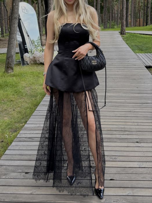 Шикарний костюм корсет та мереживна спідниця з розрізом MISS DIAMOND