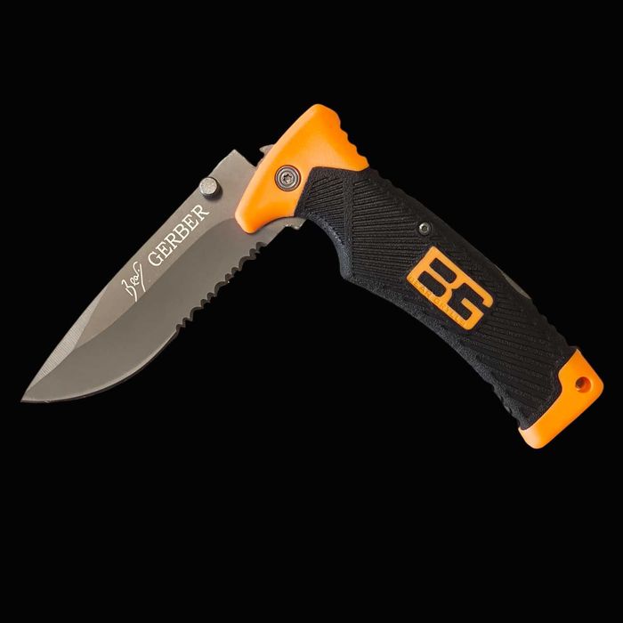Nóż BG taktyczny EDC survival Bear Grylls ząbkowane ostrze  folding SHEATH knife back-lock