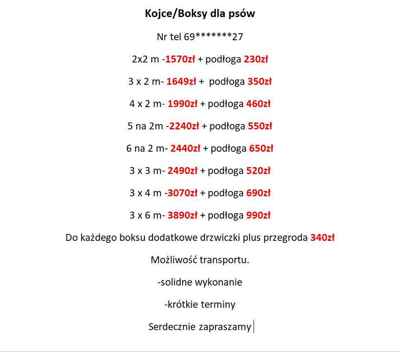 Boksy/Kojce Świetna oferta!!!