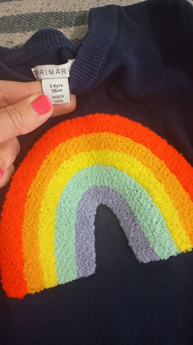Бавовняна кофта светр Primark веселка єдиноріг поні на дівчинку 5/6 років (116)