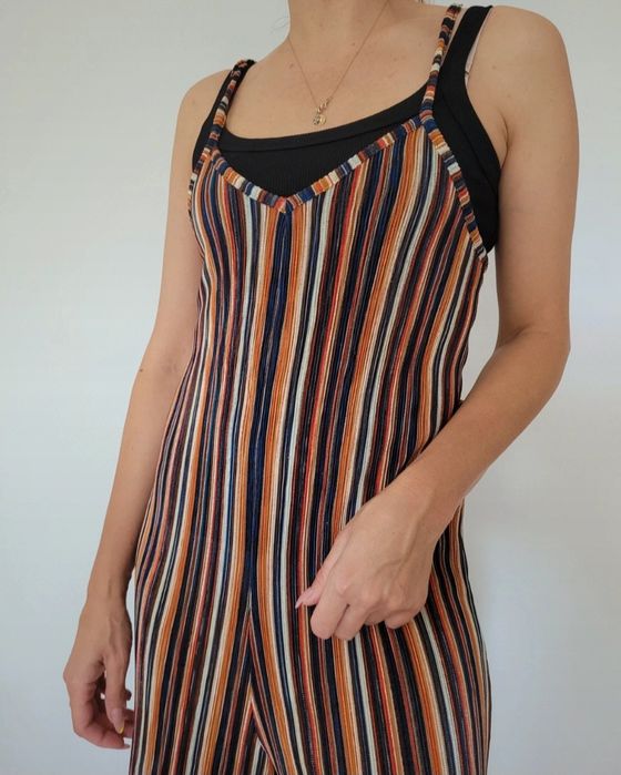 Kombinezon w kolorowe paski, na ramiączka Bershka S/M