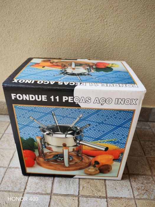 Fondue em inox com lamparina