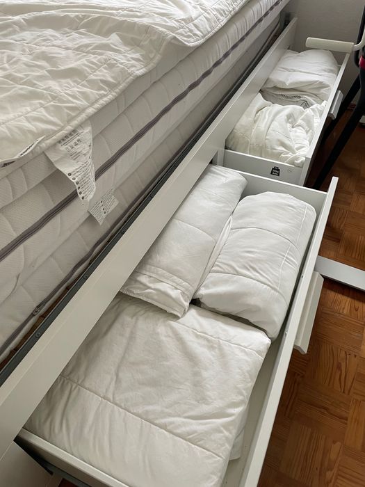 IKEA Brimnes cama individ/dupla c/2 gav/2 colchões, 80x200cm