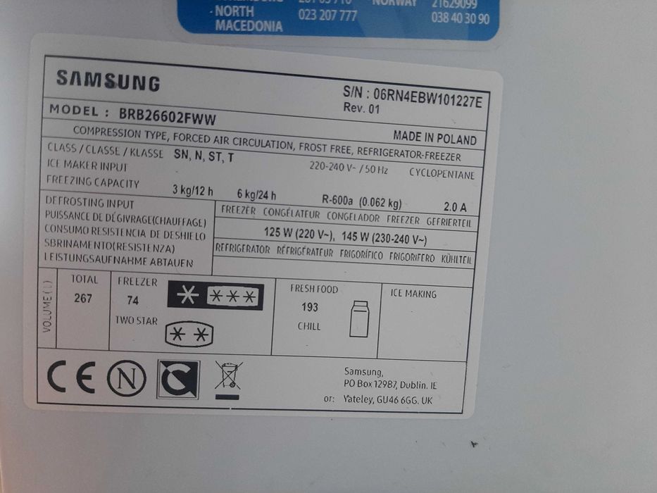 Lodówko-zamrazalka pod zabudowe Samsung