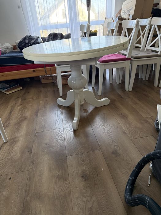 stól rozkladany Rosentrop Ikea + stół okragly Ikea Rosentrop oraz 9 krzeseł Ingolf