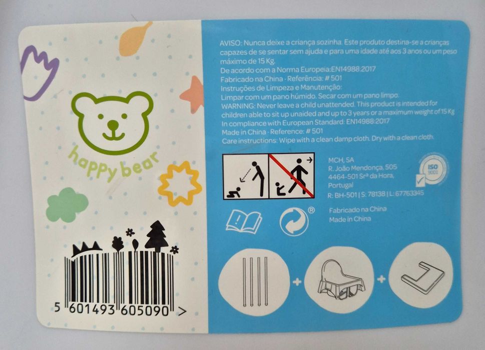 Cadeira Refeição Branca Happy Bear
