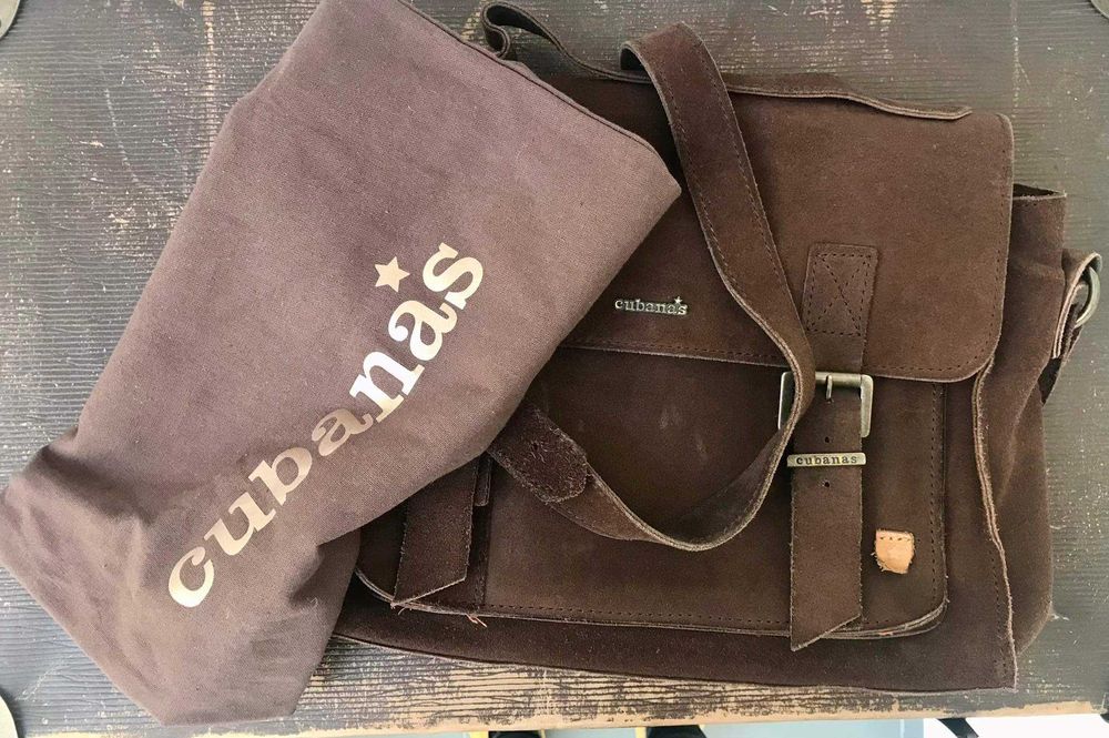 Mala CUBANAS #mão + alça extra para tiracolo #camurça #bom estado