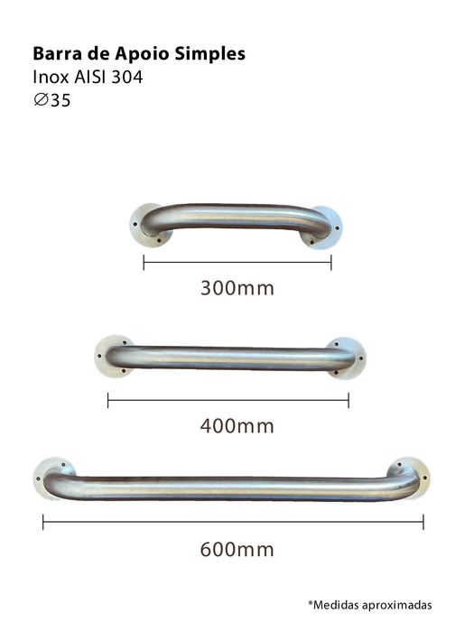 Barra de apoio simples 400mm para pessoas com mobilidade condicionada