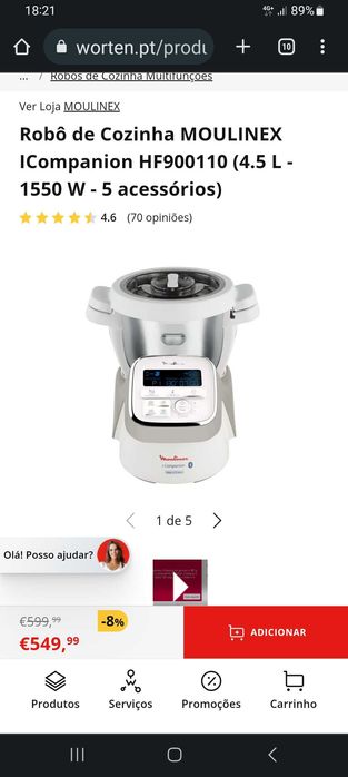 Robot de Cozinha Moulinex ICompanion HF900110 c/ acessórios