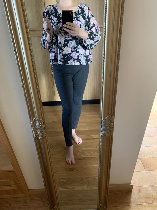 Bluzka czarna w kwiaty w róże kimono obersize