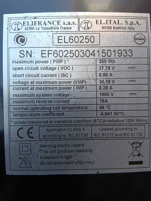 Painel solar fotovoltaico novo 100cm x 165cm tenho 13 unidades novos