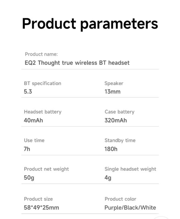 Bluetooth гарнітура BT Hoco EQ2 TWS V5.3 black ,сенсорні з кейсом