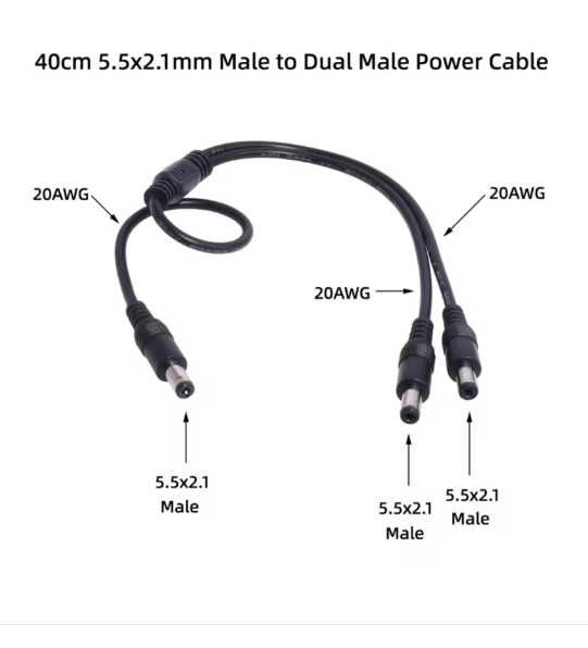 Разъем и кабель питания постоянного тока 5,5x2,1мм