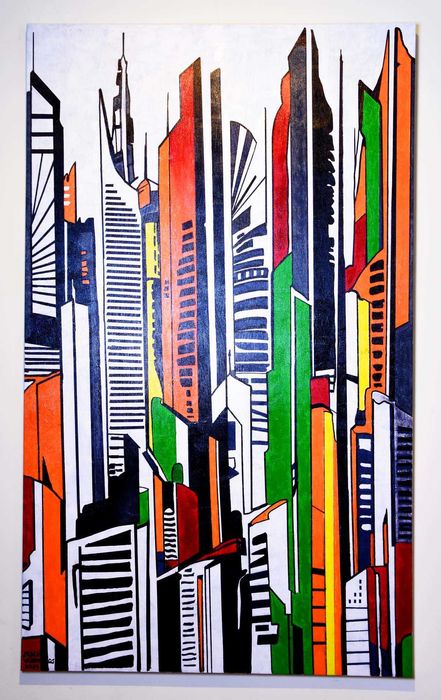 Quadro Original de autor em tela a oleo 1,5m X 90cm Visão do Futuro