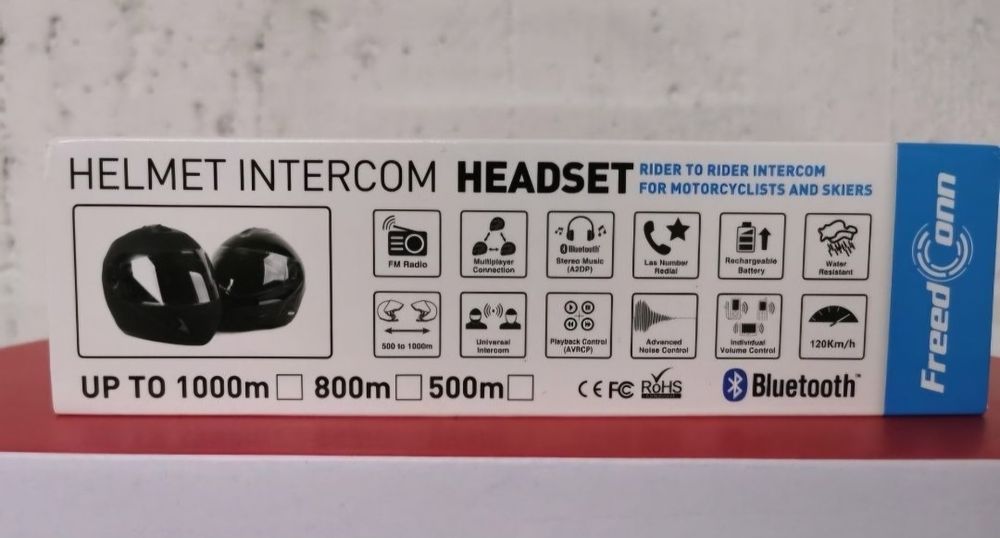 2-Auriculares/Intercomunicadores Bluetooth/ FM/Capacete/ Motard (NOVO)