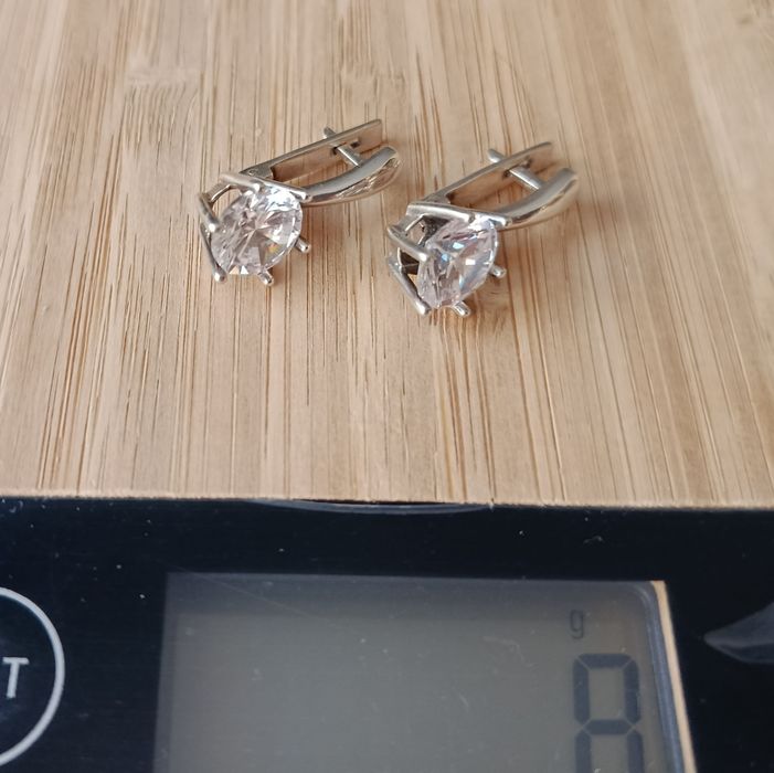 Серебряные серьги с крупными  фианитами