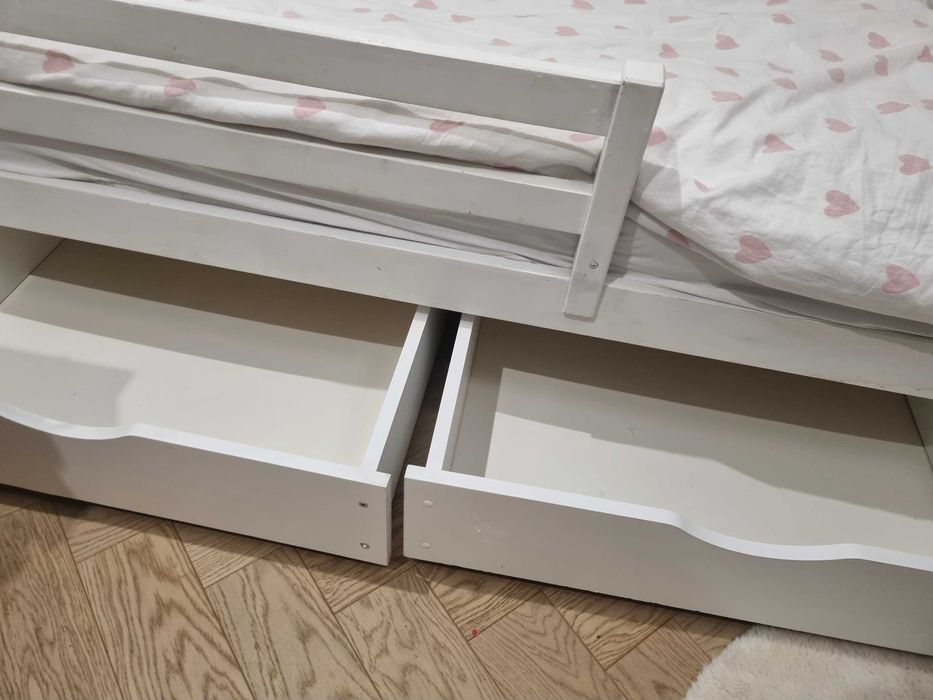 Łóżko dziecięce z barierką + szuflady | dostawa | materac 160×80