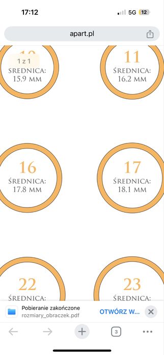 Obrączki Apart roz. 16 i 19
