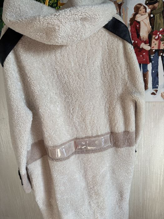 Белая мутоновая шуба/ біла мутонова шуба