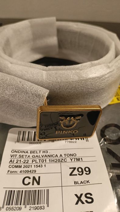 PINKO nowy czarny pasek ONDINA r. XS, szer. 2,5 cm