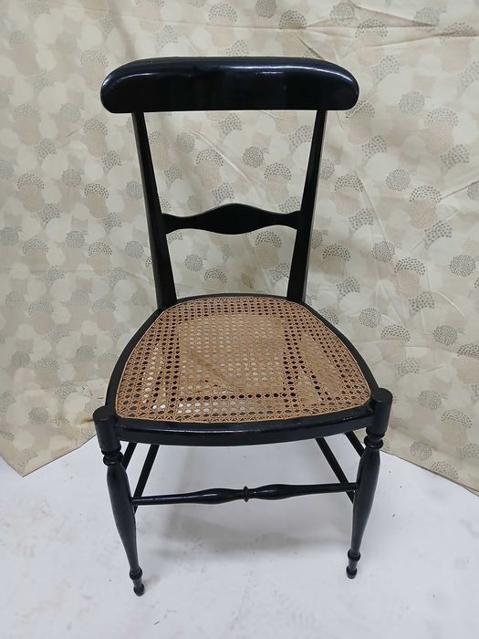 Cadeira Preta Palhinha - Campanino Chiavari - Fratelli Levaggi 1950