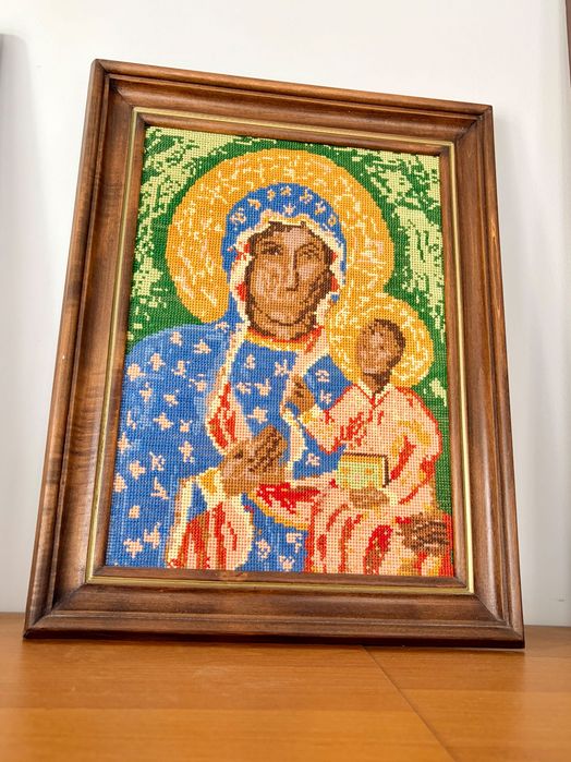 Obraz Matka Boska Częstochowska - haft krzyżykowy, oddam za darmo