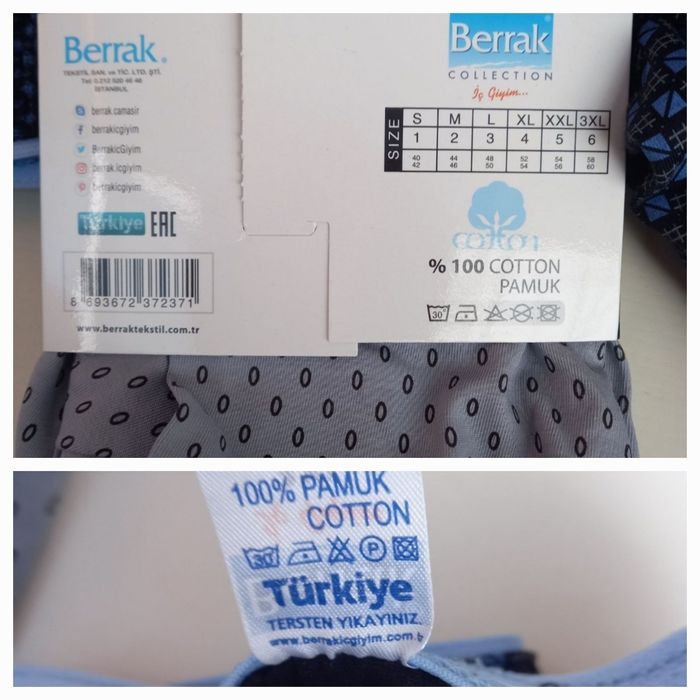 Трусы семейные Berrak чоловічі семейні 100 % коттон Турция натуральные